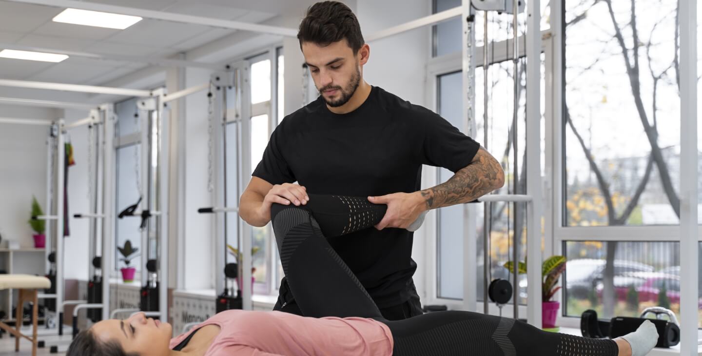 Medium Shot Man Helping Patient Recover